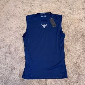 Under Armour Project Rock Tank Top Shirt Mens Large Blue Compression Sleeveless